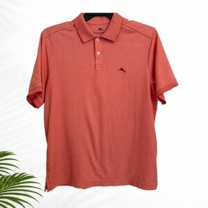 Tommy Bahama Polo Shirt Men Medium Salmon Supima Cotton Logo